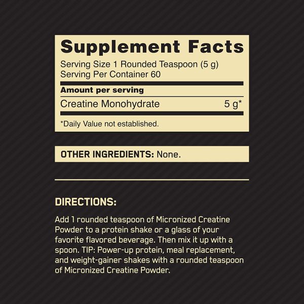 Optimum Nutrition Micronized Creatine Monohydrate Powder, Unflavored, Keto Friendly, 60 Servings (Packaging May Vary) - Image 2