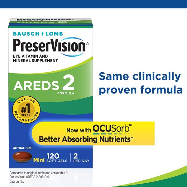 PreserVision AREDS 2 Eye Vitamin & Mineral Supplement, Contains Lutein, Vitamin C, Zeaxanthin, Zinc & Vitamin E, 120 Softgels (Packaging May Vary) - Image 2