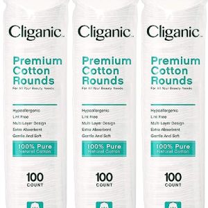 Cliganic Premium Cotton Rounds for Face Makeup
