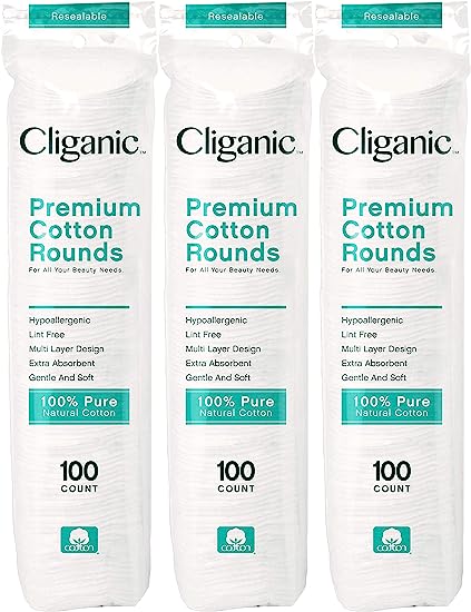 Cliganic Premium Cotton Rounds for Face Makeup