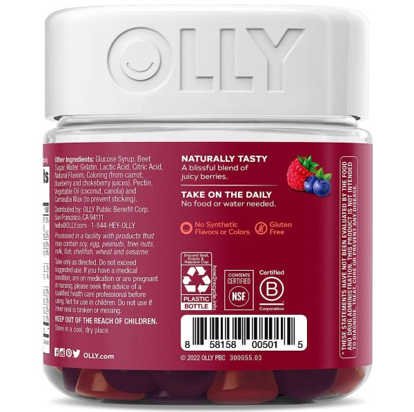 OLLY Women's Multivitamin Gummy, Overall Health and Immune Support, Vitamins A, D, C, E, Biotin, Folic Acid, Adult Chewable Vitamin, Berry, 45 Day Supply - 90 Count (Pack of 1) - Image 2