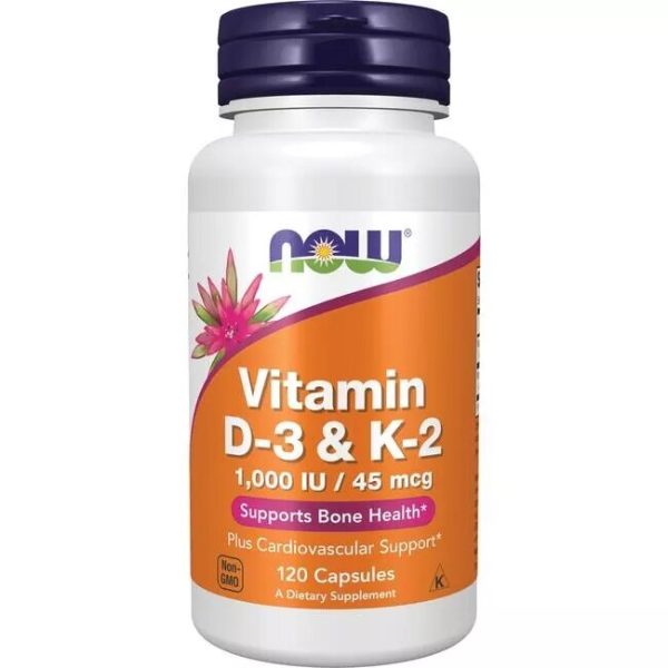 NOW Foods Vitamin D-3 and K-2 Vegetarian Capsules